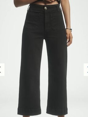 Maeve High Rise Cropped Wide Leg Jeans Black Stretch Anthropologie Sz 30P